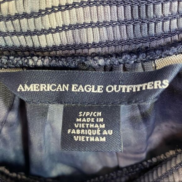 American Eagle Y2k Tie Dye Velvet Off The Shoulder Swing Crop Top Blue Small - Picture 10 of 11